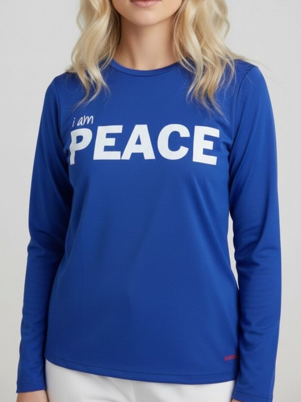 Peace Love World Love 2 Love Long-Sleeve Doni Top Medium Blue Defects